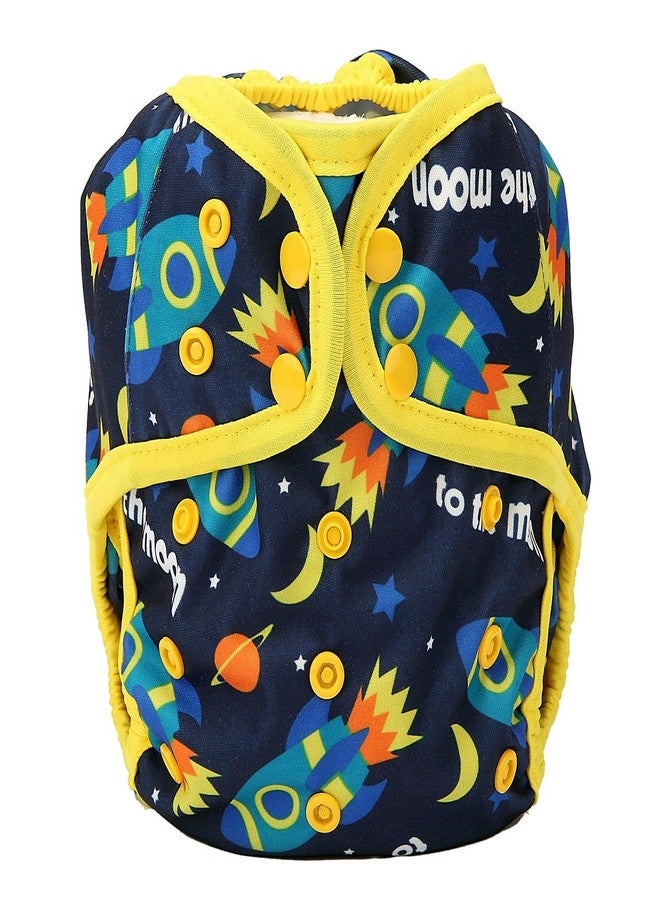 Hibaby One Size Cloth Diaper Cover Snap with Double Gusset (Rocket) - Image 1